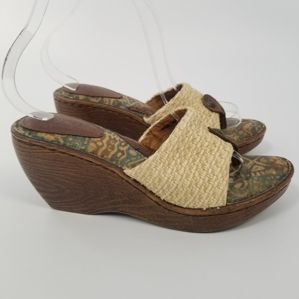 BORN Milo Faux Wood Wedge Thong Boho Sandal
